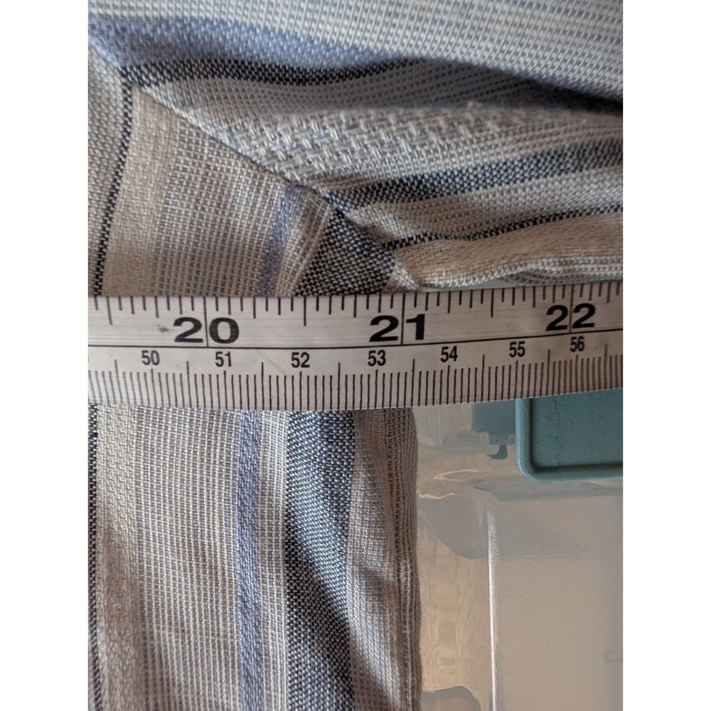 Etcetera Blue White Striped V Neck Linen Blend Tunic Lace Trim Coastal Preppy 10 - Picture 9 of 10